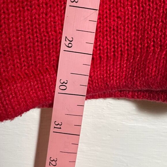 Vintage Red Sweater L Gold Beaded Sequin Roses Knit Holiday 80s Glam Pullover - Picture 11 of 11